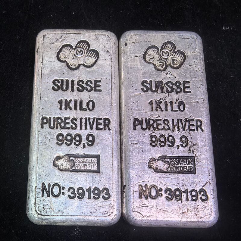 Simulated Silver Block 380g Solid Copper Electroplated Silver Movie Shooting Event Props Swiss Silver Brick