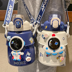 Cute and super cute children's thermos cup for girls with good looks 316 student straw kettle large capacity portable pot belly cup