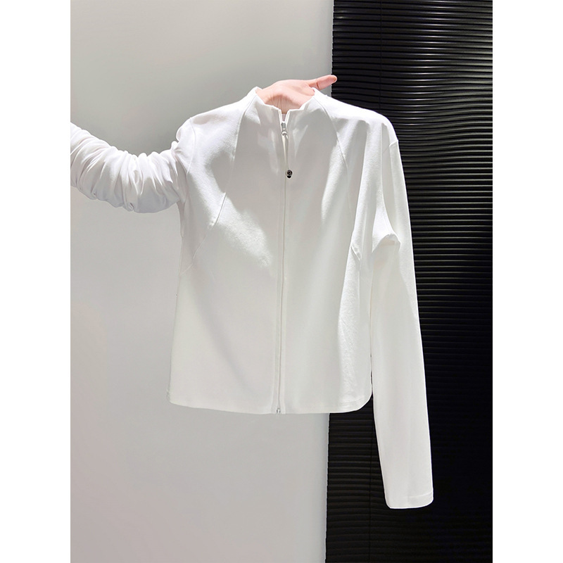 Counter Withdrawal ~ Cut Label Counter Design Double Zipper Long-Sleeved T-Shirt Women's Slimming Look Inner Layering Top Counter Withdrawal ~ Cut Label Counter Design Double Zipper Long-Sleeved T-Shirt Women's Slimming Look Inner Layering Top