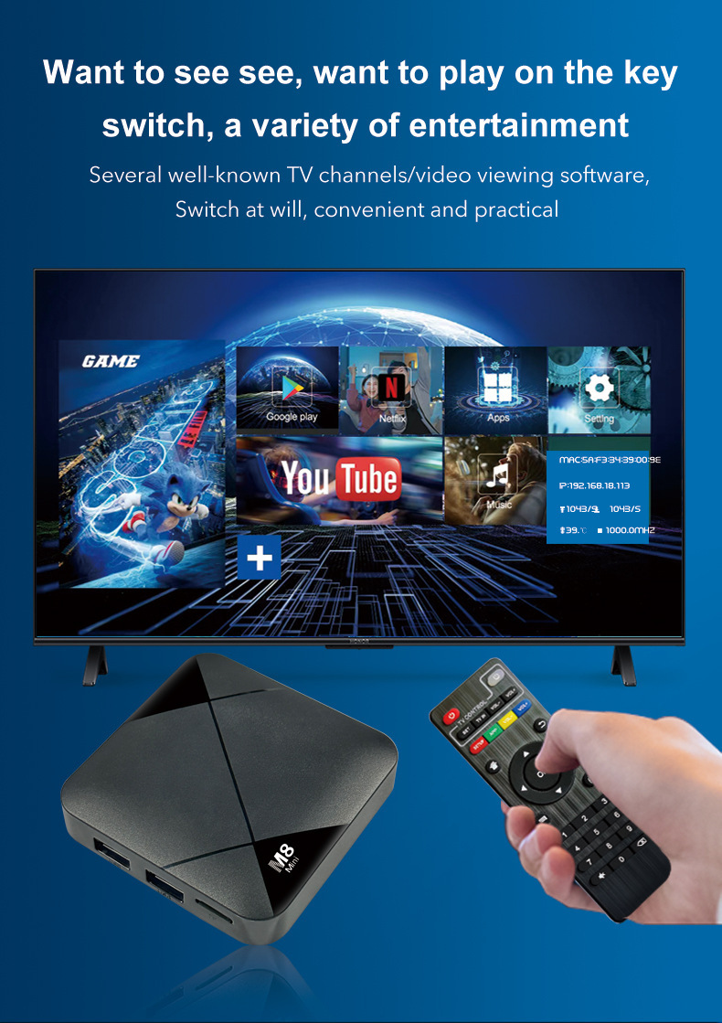 M8 Mini tv box S905 Video Game Console Android 10 7000 Games