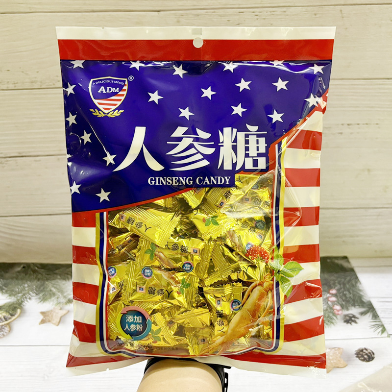 ADM大包装参味糖500g约100枚人参味硬质糖果成人解馋前台休闲零食