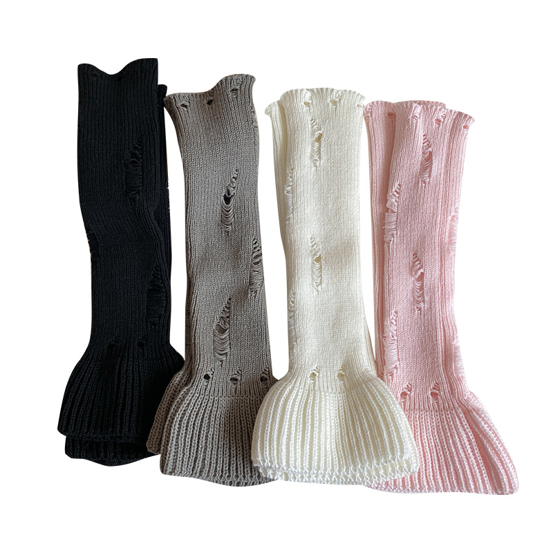 Scaldamuscoli Bootshang Calzini in cotone con fori Calzini a gamba svasata bianchi da donna per autunno e inverno Calzini spessi e caldi al polpaccio lavorati a maglia_voghion.com