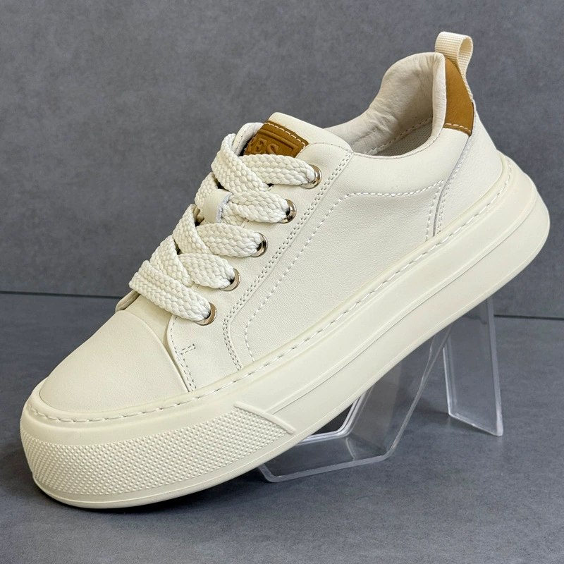 男鞋2025新款秋季真皮休闲板鞋男厚底精神小伙鞋子男简约百搭潮鞋