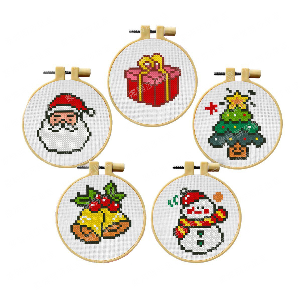 Nuevos productos transfronterizos impresión de tarjetas de Navidad dibujos animados simplista llavero bordado de cruz paquete de material DIY image 5