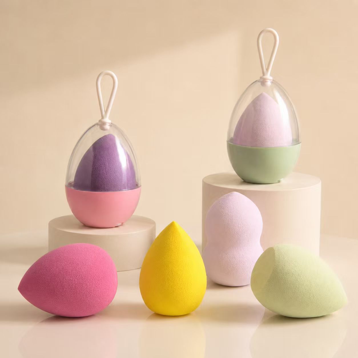 Esponja de maquillaje transfronteriza con forma de huevo, sin látex, con forma de calabaza, gota de agua, forma biselada, esponja de belleza.