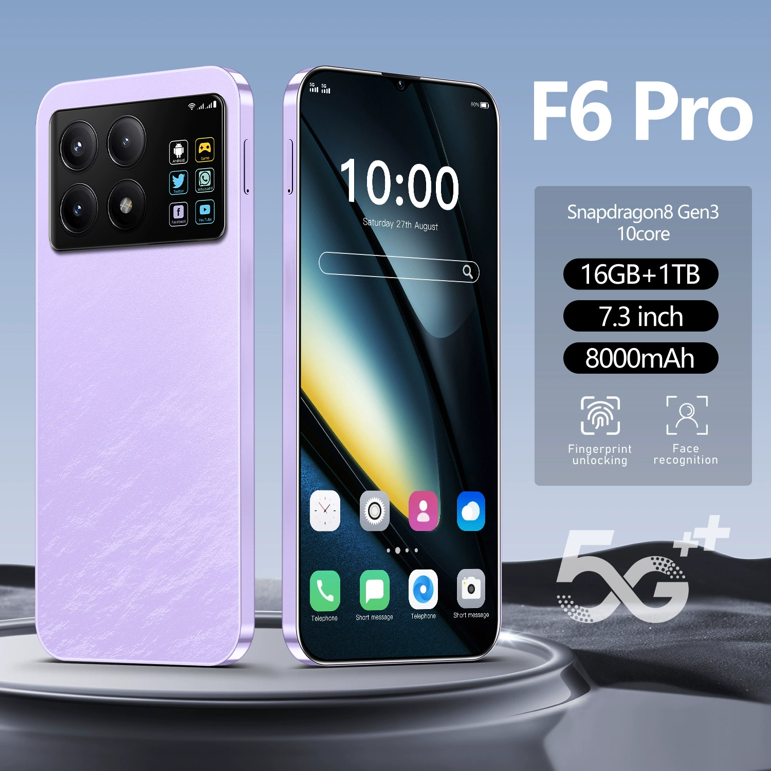 Новый F6 Pro с большим экраном, универсальный мобильный Android «всё-в-одном», 16+1T, смартфон для внешней торговли, цена от производителя