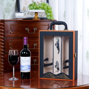 Wine Gift Box Set for Two Bottles of 750ml Red Wine, Universal Leather Box, Wooden Box, Single or Six Bottles