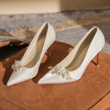 817-6 高跟鞋女细跟2025年新款尖头浅口单鞋秀禾婚纱两穿新娘婚鞋