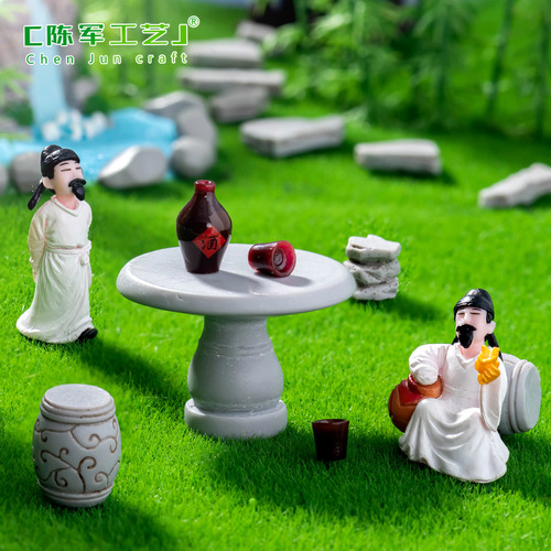 Miniature Chinese Stone Table and Chairs for Micro-Landscape DIY Garden Landscape Decorative Accessories Miniature Scale Model