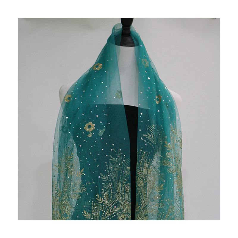 Nuevo posicionamiento flor doble polvo láser sequinilla pulverizado oro malla tela de rendimiento de ropa infantil estilo chino tela de ropa