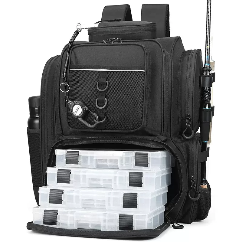 定制亚马逊钓鱼 装备包户外江钓渔具背包大容量鱼竿鱼线收纳背包