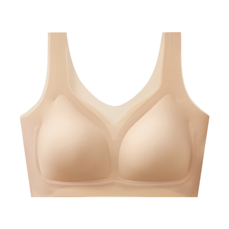 Ropa interior delgada gran pecho pequeño anti-caída sin anillo de acero para mujeres se reúnen sin marcas ajustable taza grande sujetador de tamaño grande para mujeres