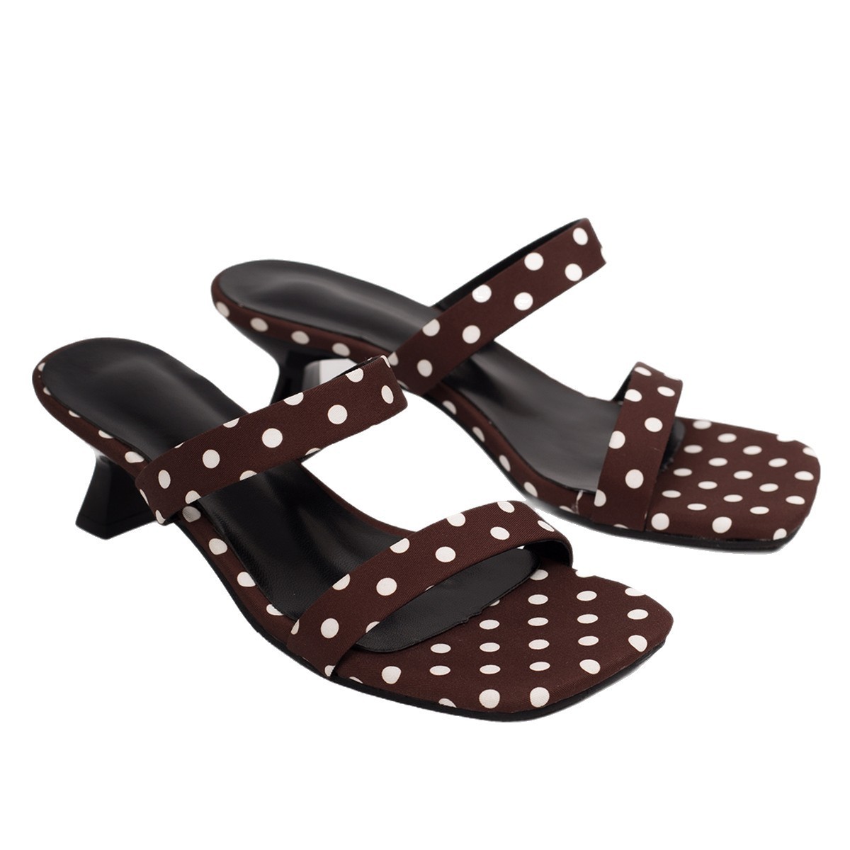 Sandalias Mules de Tacón Grueso de Cuero PU con Punta Cuadrada para Verano