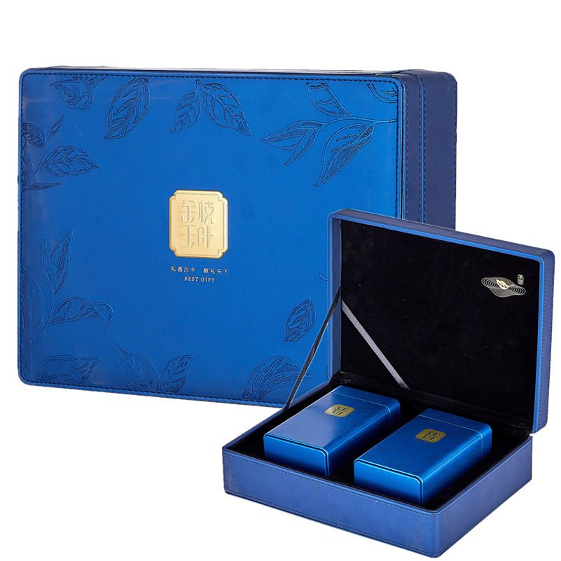 皮质皮盒茶叶包装礼盒空盒红茶绿茶通用紫陶陶瓷茶叶罐手提盒