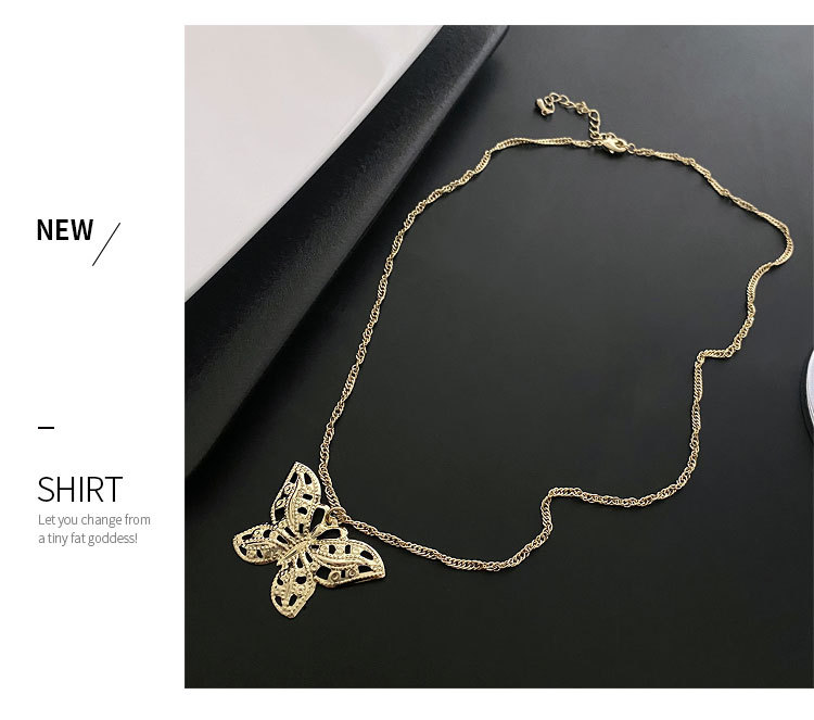 Retro Butterfly Copper Plating Pendant Necklace 1 Piece