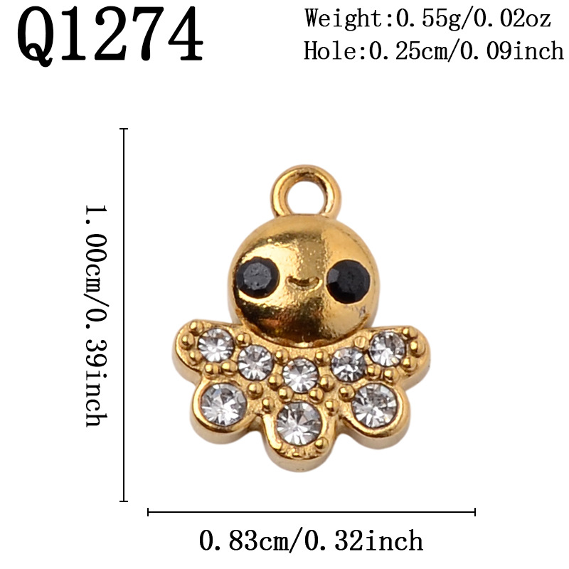 Q1274 Vacuum plated 18K real gold/little squid