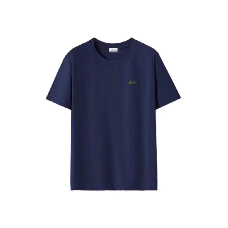 Cross-Border Lac French Small Fish Logo Trendy Brand T-Shirt for Men, Pure Cotton Base Shirt, Short-Sleeve Inner Wear, Round Neck Top, Popular Foreign Trade Item