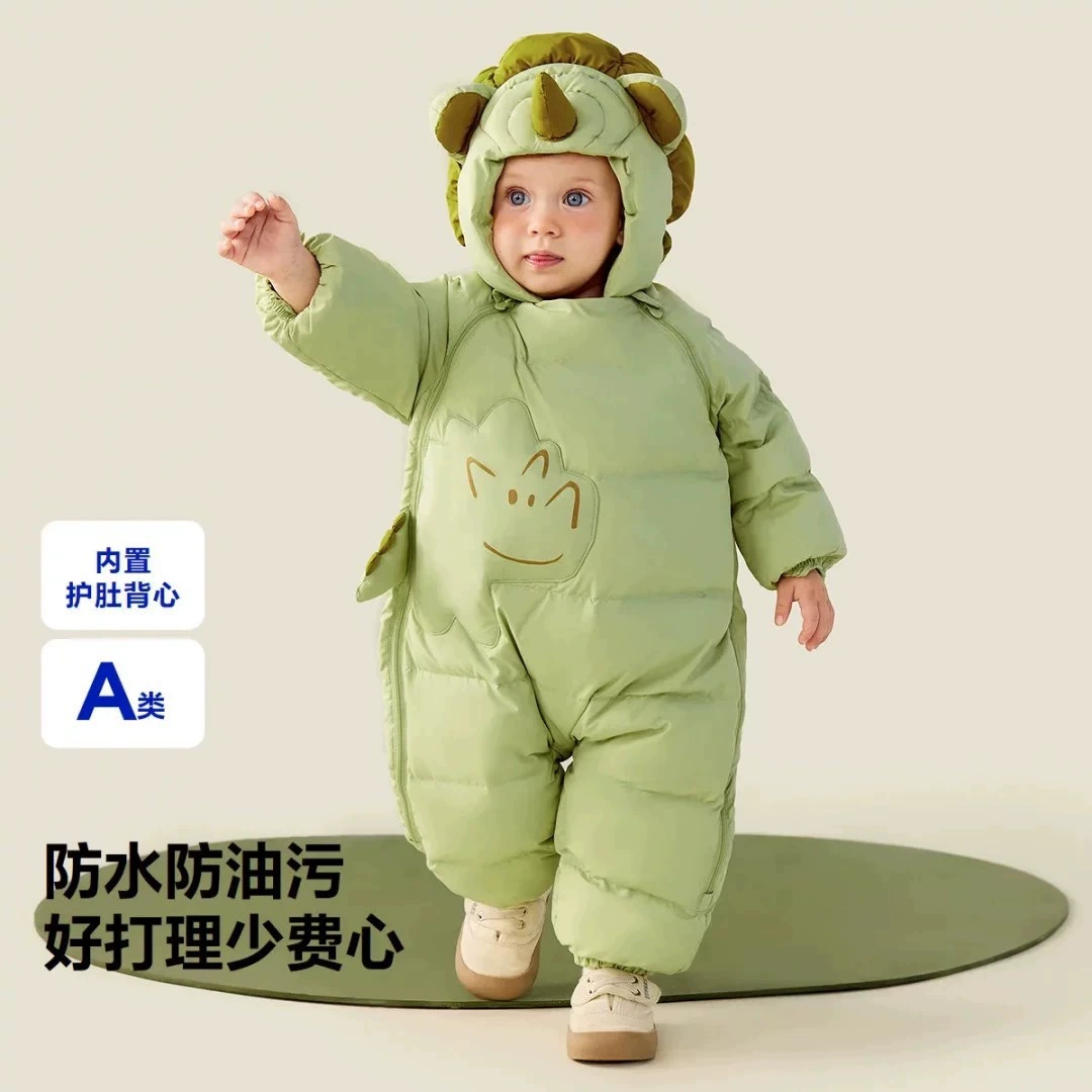 Детский пуховый комбинезон для мальчиков и девочек для ношения на улице, новая теплая одежда для ползания и утепленная одежда для детей 2025 года.