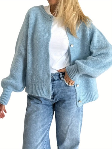 Women Plus Size Button Up Sweaters Casual Lightweight Solid