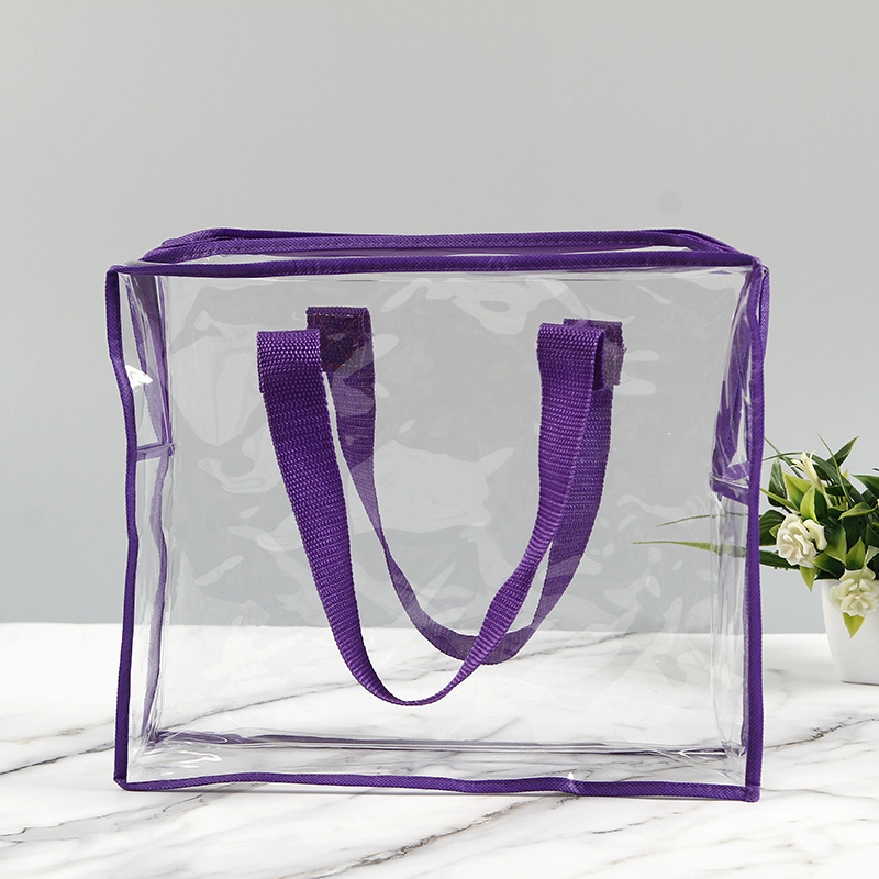 紫色塑料PVC拉链袋PVC立体拉链袋车缝塑料透明袋设计可印logo