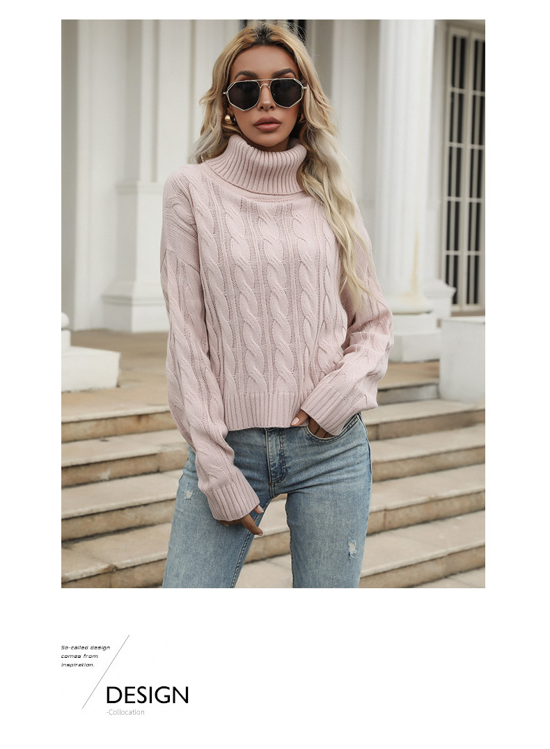 high neck pink loose sweater nihaostyles wholesale clothes NSYYF86360