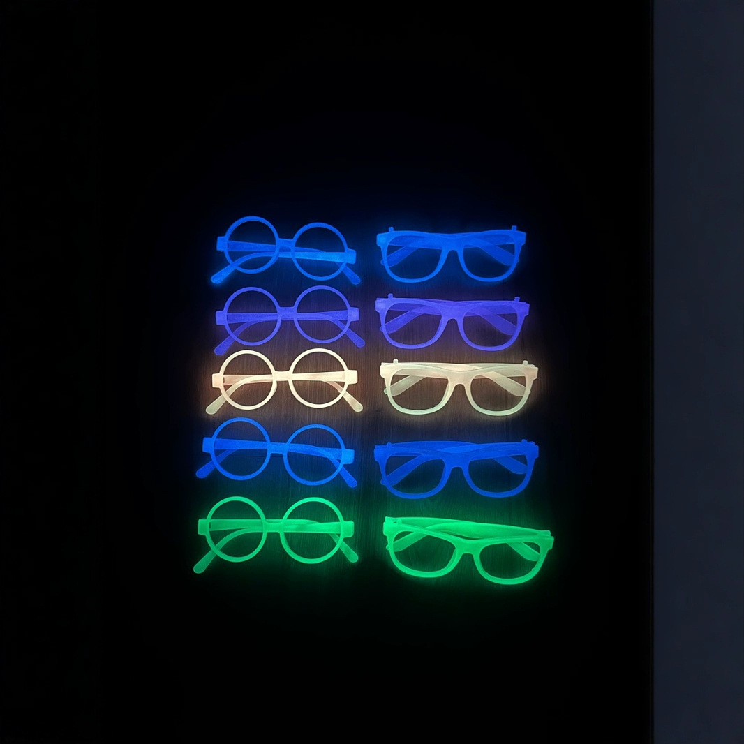 Gafas luminosas transfronterizas, gafas fluorescentes que cambian de color, decoraciones navideñas DIY para fiestas, gafas con montura cuadrada fluorescente de colores. image 4