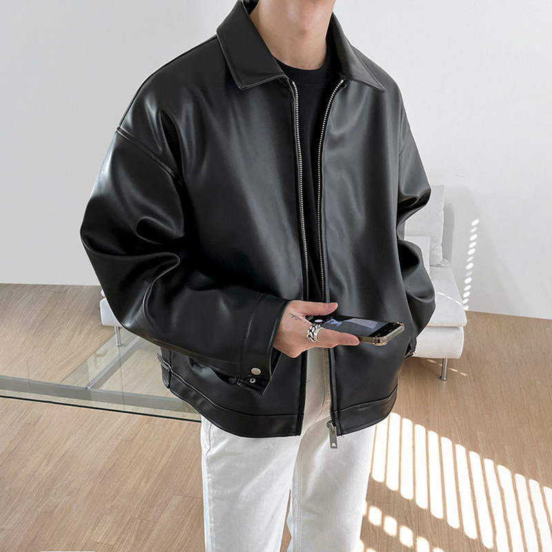 Leather Jacket Men's 2025 Spring New Trendyy K-Style Autumn Pu Leather Casual Baseball Uniform Motorcycle Jacket Trendy Leather Jacket Men's 2025 Spring New Trendyy K-Style Autumn Pu Leather Casual Baseball Uniform Motorcycle Jacket Trendy