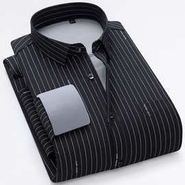 男士条纹衬衫四面弹力衬衣透气免烫长袖外穿商务职业西装轻商务