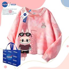 NASA2025秋冬款百搭圆领中大童扎染卫衣拉布布儿童加绒长袖上衣