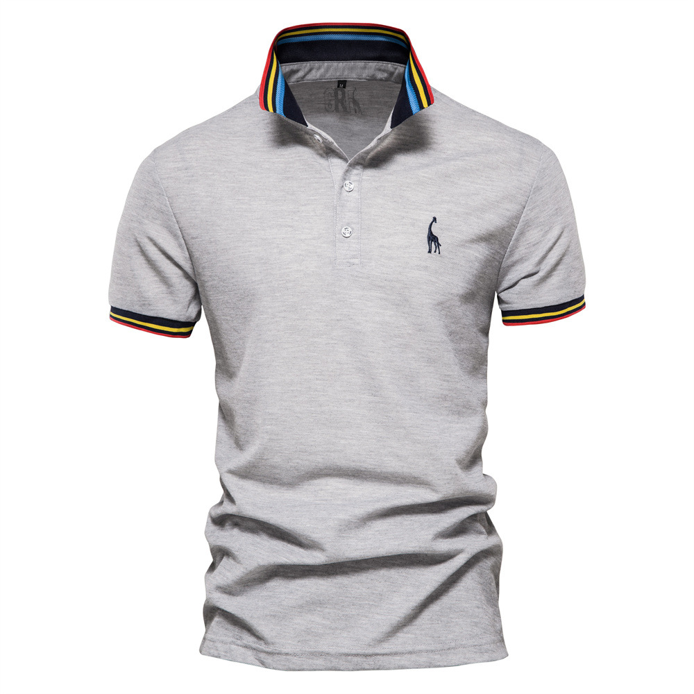 Polo Sugi da uomo, maglia a maniche corte con scollo a V di alta qualità._voghion.com