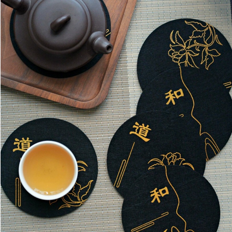 批发创意毛毡茶杯垫杯托吸水杯垫防滑隔热茶壶养壶垫茶具茶道配件