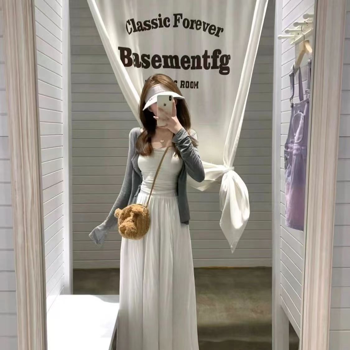 Spring New Women's Suit Korean Long-sleeved Cardigan Jacket Camisole High Waist Half-length Dress Three-piece Suit Wear