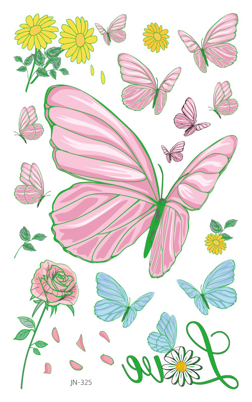 Venta caliente en el extranjero sudor impermeable luminoso dibujos animados lindo mariposa tatuaje pegatinas de larga duración protección ambiental luminosa tatuaje de los niños