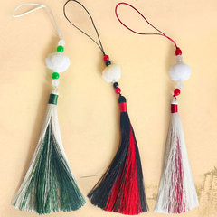 仿白玉蓮花流蘇穗子漢服配件中式吊穗飾品古典扇墜扇子掛件批發
