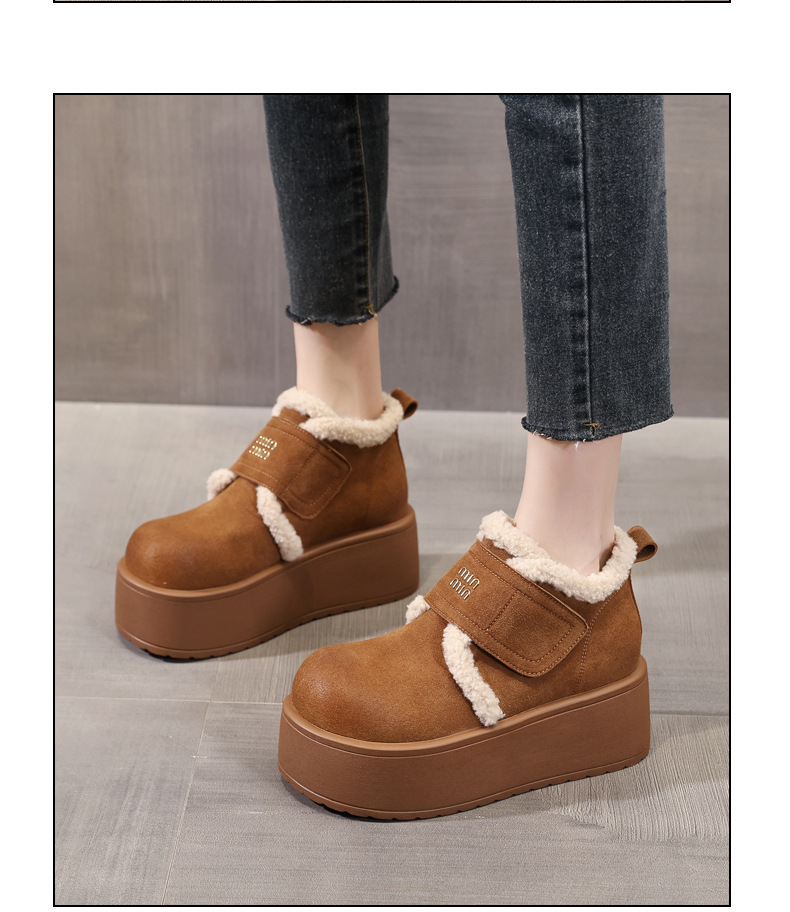 Giày boot nữ cổ cao tăng chiều cao đế dày lót nhung giữ ấm mùa đông — Màu đen chi tiết 16