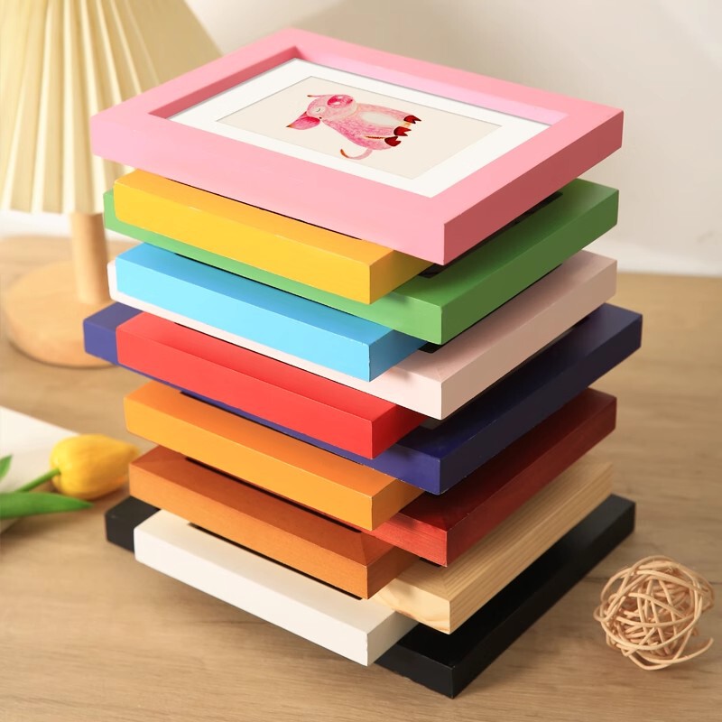 Qianhong Fresh and Simple High-End Wooden Colorful Photo Frame Table Hanging Wall Mounting Desktop Picture Frame Ornaments Home Supplies