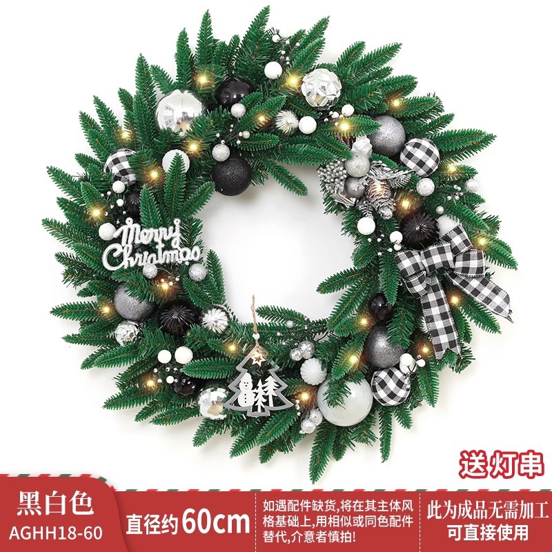 Colgador de puerta de corona de Navidad transfronterizo 50/60CM Adornos de Navidad Árbol de Navidad Adornos de ratán Decoración de escena Adornos de puerta