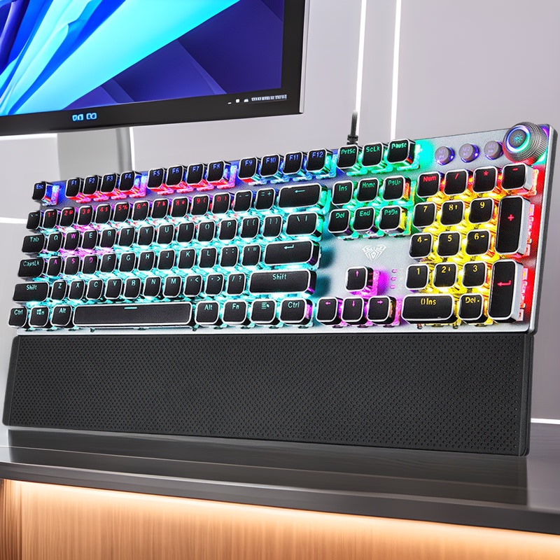 Aula Wolf Spider F2088 Mechanical Keyboard Wired Green Axis Punk Game E-Sports Mechanical Keyboard with Magnetic Hand Rest