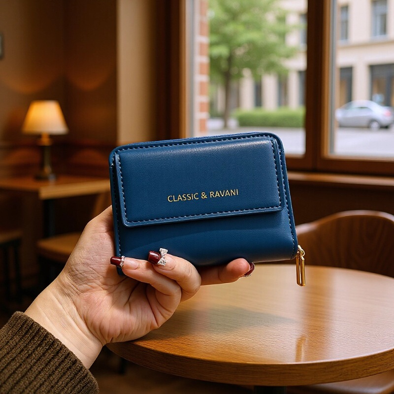 Daini Korean-Style Solid Color Simple and Super Comfortable Multi-Functional 70% off Zipper Buckle Short Wallet~ Highly Recommended by the Shop Owner