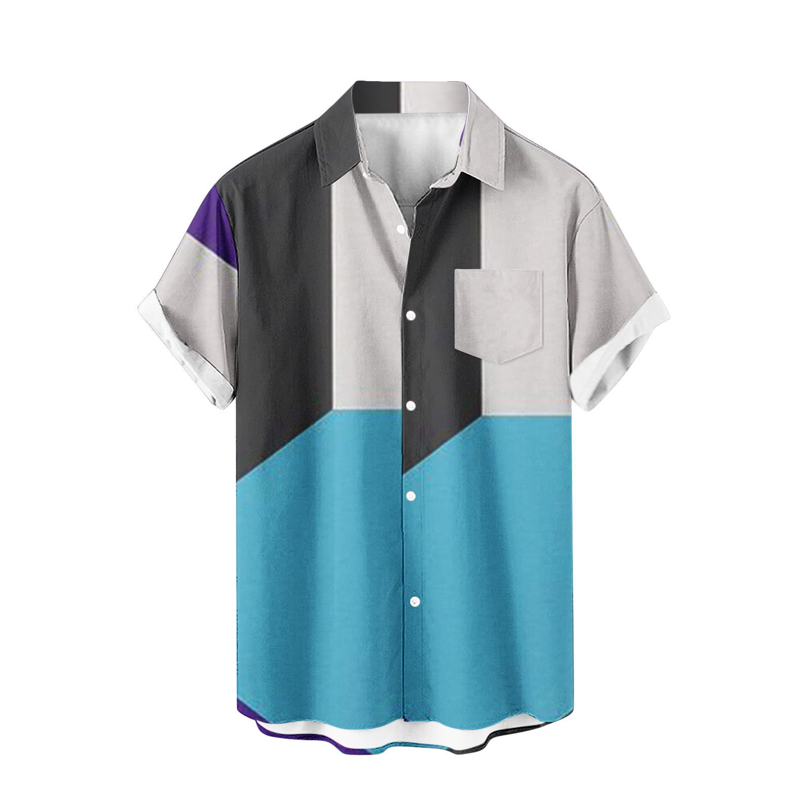 Venta caliente para hombres nueva camisa de manga corta 3D impresión digital moda casual Hawaii playa solapa para hombres