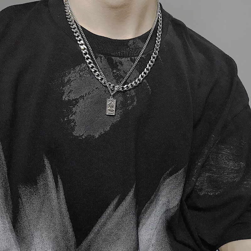 Double Layer Cuban Link Necklace For Men And Women Minimalist_voghion.com