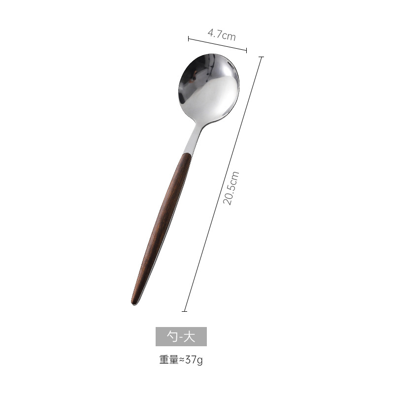 Acero inoxidable creativo grande tamaño pequeño cuchillo y tenedor hogar Hotel vajilla palillos chinos mango de madera occidental filete tenedor cuchara de postre