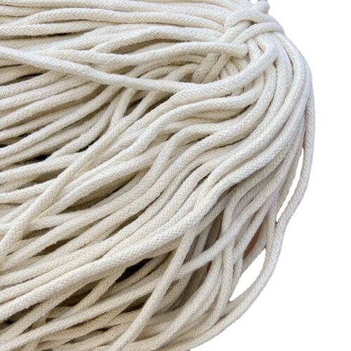 1.5mm–10mm Thick Core-Embedded Braided Cotton Rope, White Inlaid Cord, Binding & Tassel-Closure Rope, Core-Filled Cotton Twine