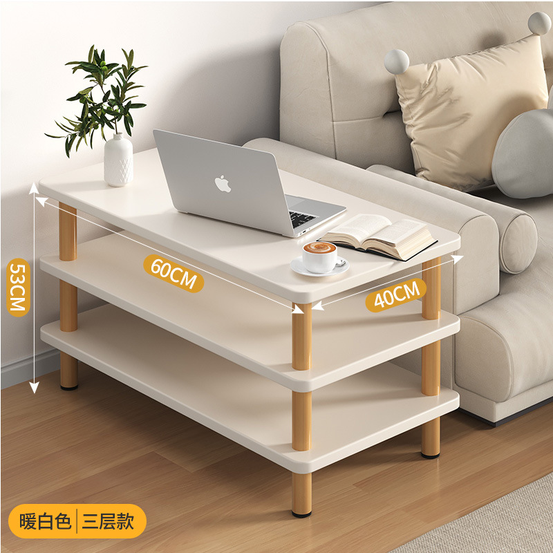 직사각형 테이블 60*40*53 따뜻한 흰색 3겹 원목 다리