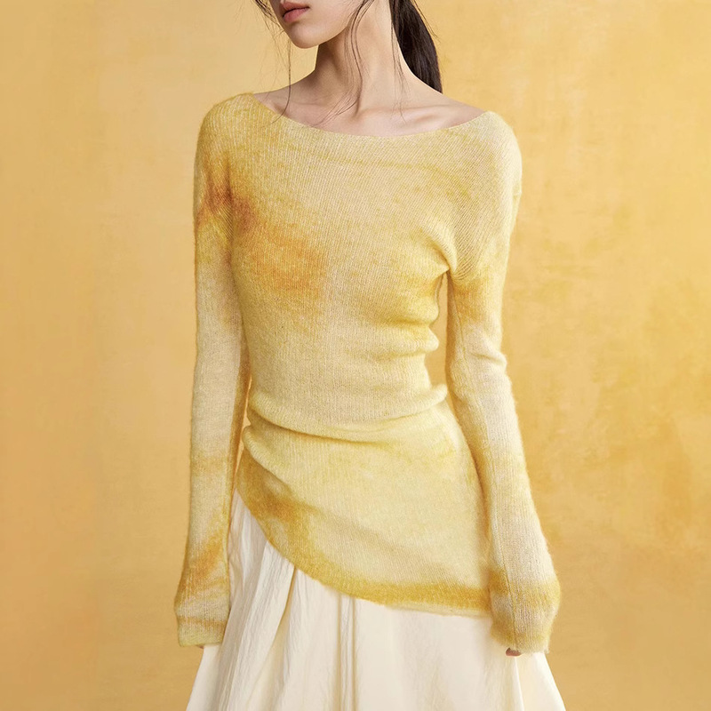 MURMURMI 24SS Designer Brand Loosen Deconstructed Knit Printed Sweater