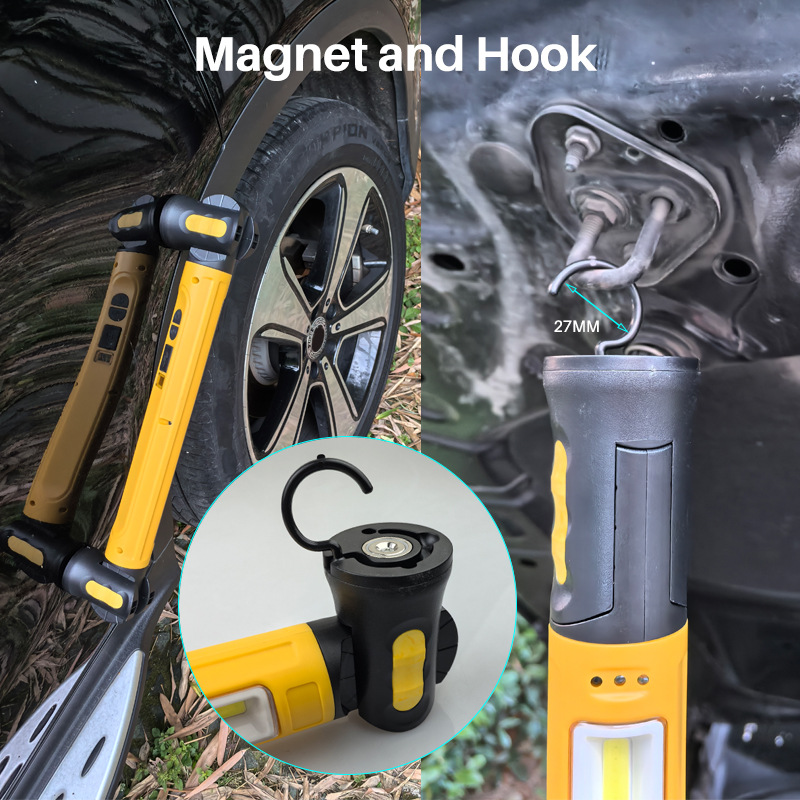 New Magnetic Car Repair Work Light, Rechargeable Hood Lighting Light with Hook, Outdoor Emergency Led Inspection Light