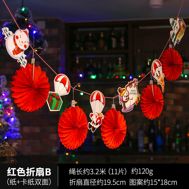 クリスマス紙吊り飾りクリスマスツリー老人雪だるま鐘ヘラジカガーランドウィンドウディスプレイクリスマス装飾ペンダント|undefined