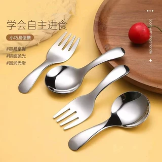 304不锈钢餐具短柄小圆勺茶匙调味勺家用儿童吃饭勺甜品蛋糕勺子