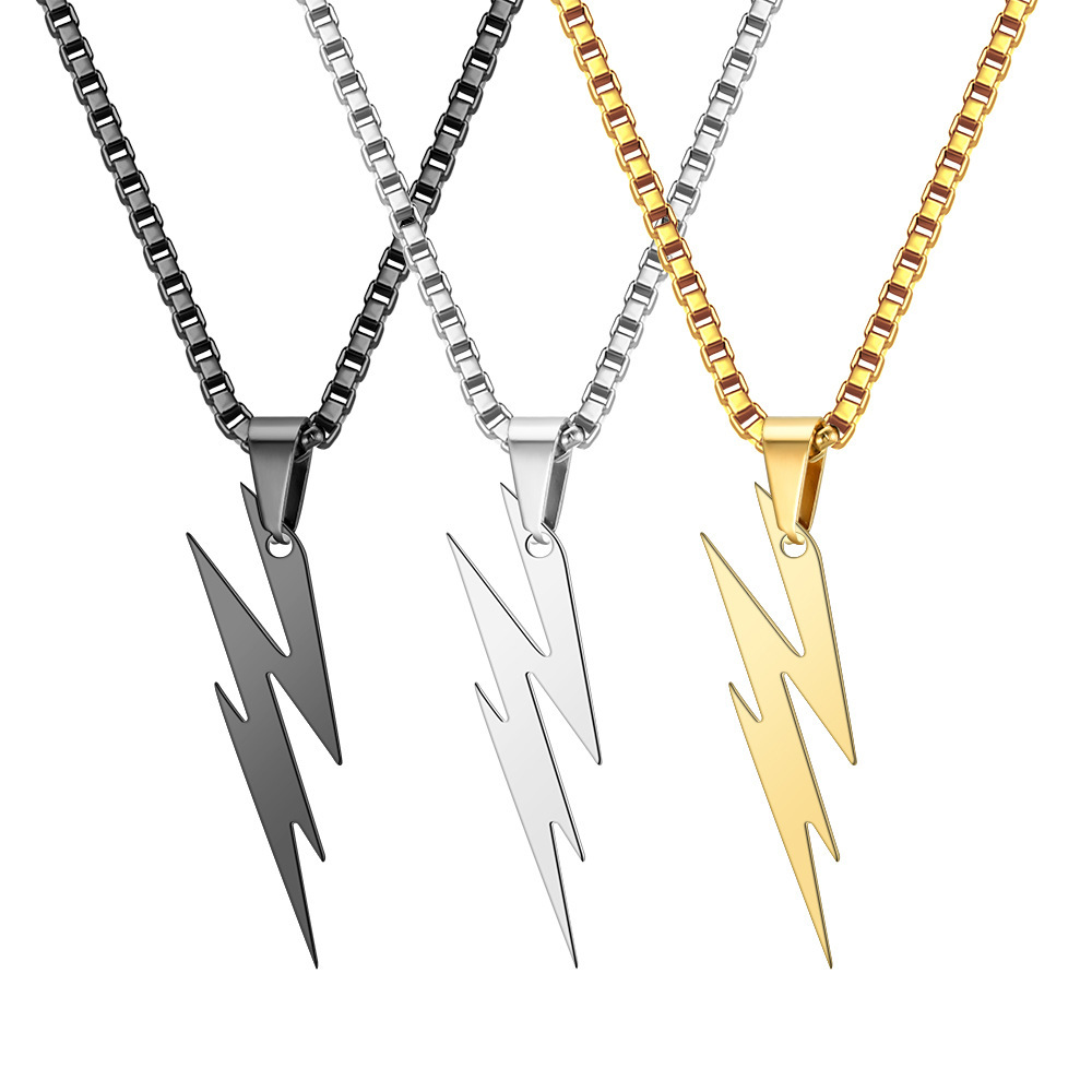 Plating Design Casual Hip-Hop Lightning Stainless Steel Plating Men's Necklace Men Pendant Necklaces