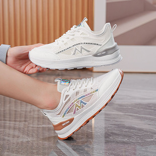 Popular Women's Shoes Sports Shoes 2025 Summer New Style Cut Out Mesh Breathable Running Shoes Soft Sole Casual Shoes Hh007